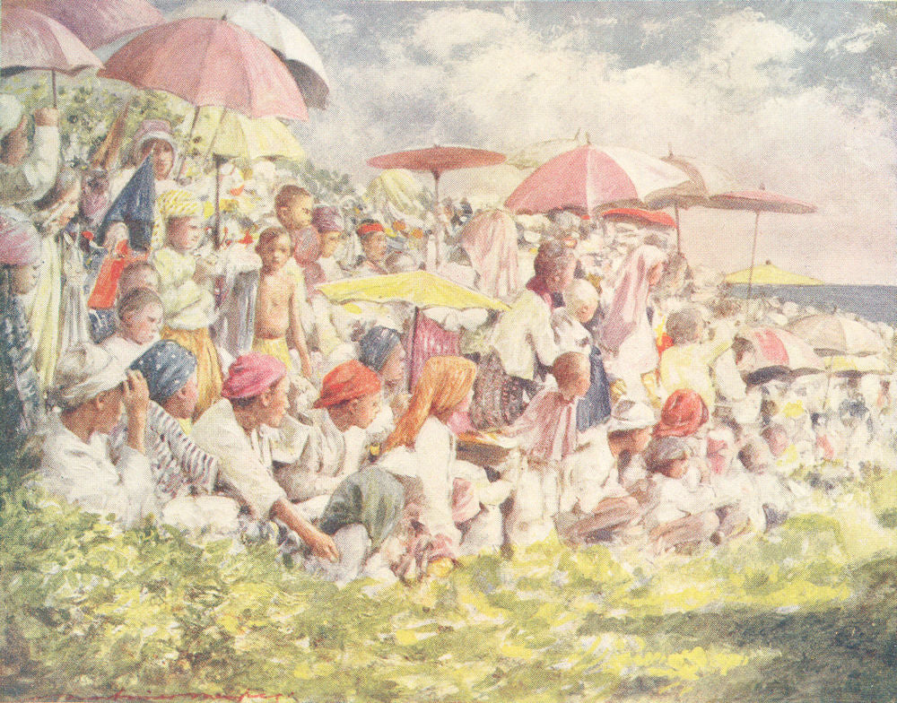 BURMA. Watching a Boatrace, Burma 1920 old antique vintage print picture